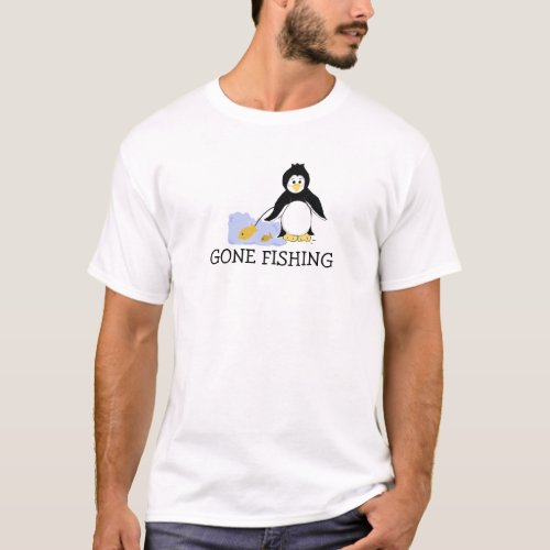 Gone Fishing Cool Penguin T_Shirt