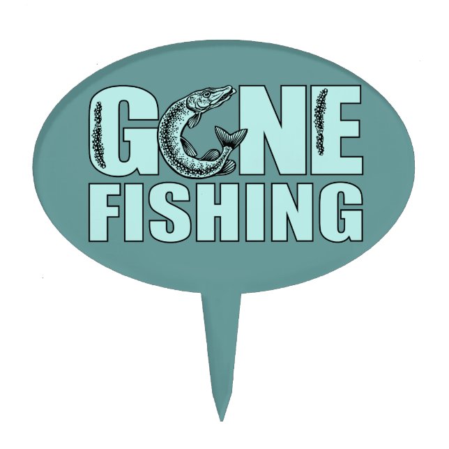 GONE FISHING custom cake topper (Front)