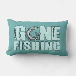 GONE FISHING custom color throw pillow