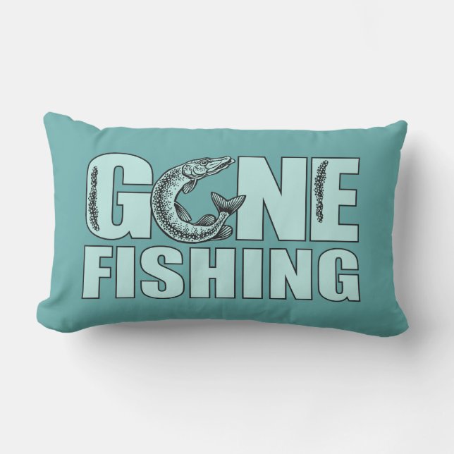 GONE FISHING custom color throw pillow (Front)