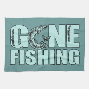 GONE FISHING custom kitchen towel