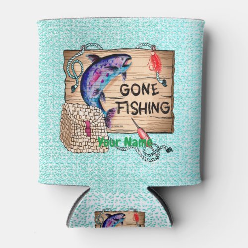 Gone Fishing custom name Can Cooler