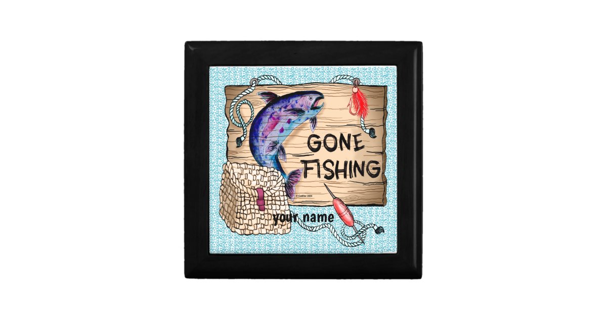 Custom Gone Fishing Gift Box with Lid - Canvas Wrapped (Personalized)