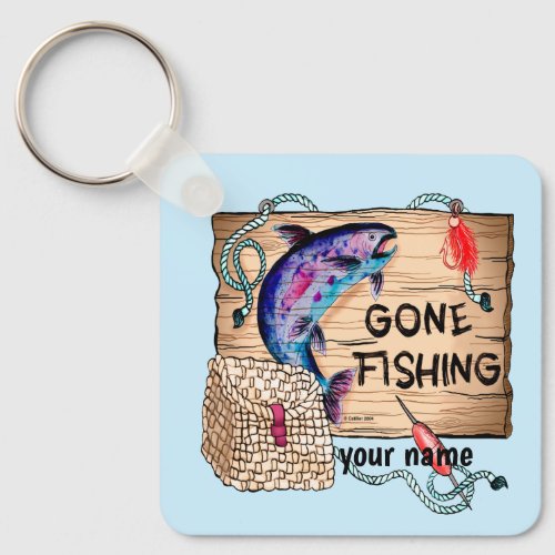 Gone Fishing custom name keychain 
