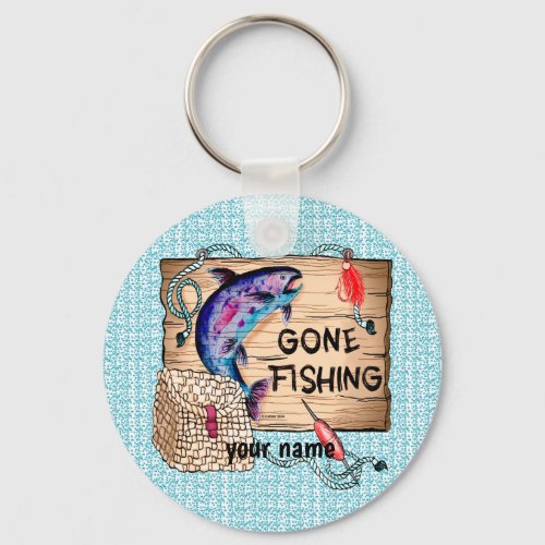 Gone Fishing custom name keychain 