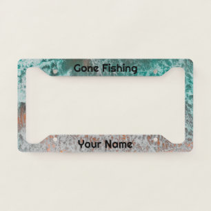 Gone Fishing Custom Name Monogram License Plate Frame