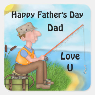 Gone Fishing Dad Fisherman Square Sticker