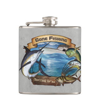Gone Fishing - Don't look for me Hip Flask