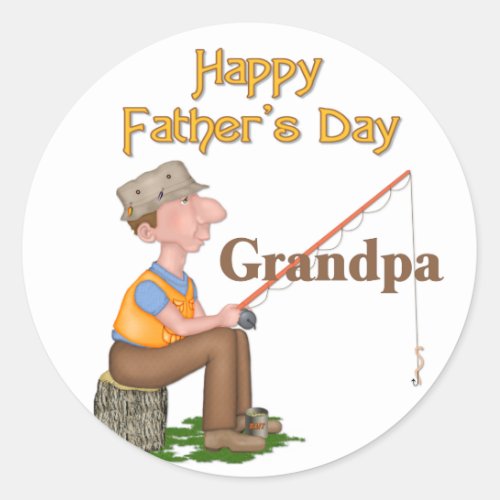 Gone Fishing Fathers Day _ Grandpa Classic Round Sticker