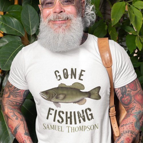 Gone Fishing Fisherman Personalized Cute For Him T_Shirt