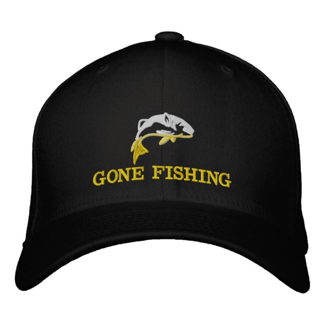 Gone fishing fishermans embroidered baseball hat (Front)