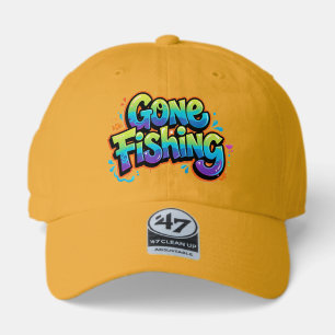 Gone Fishing Funny Rainbow Cartoon Gift for Fisher 47 Brand Hat