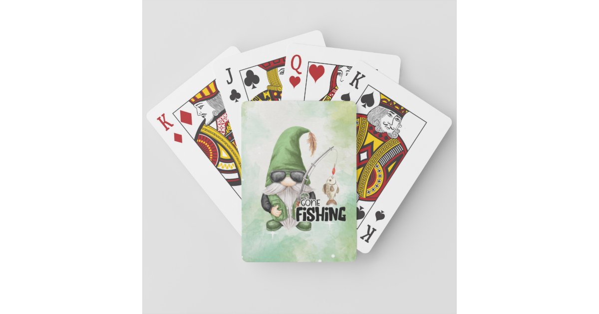 Gone Fishing Gnome Playing Cards