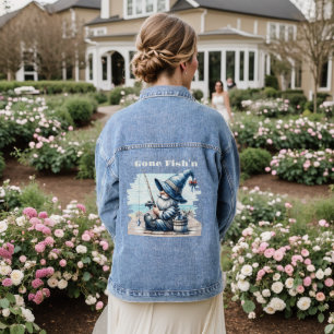 Gone Fishing Gnome Women's Denim Jacket