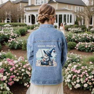 Gone Fishing Gnome Women's Denim Jacket