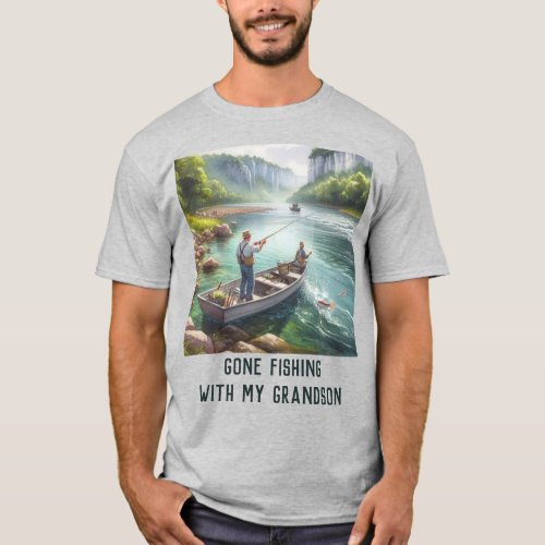 Gone Fishing Grandfather AI_art Basic T_Shirt