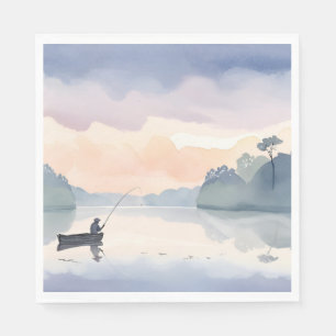 Gone Fishing Lake Airy Watercolor Painting Napkins