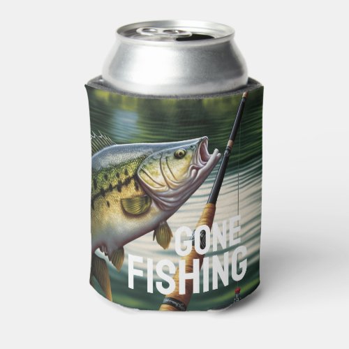 Gone Fishing Man Cave Lake House Bass Fish Can Cooler