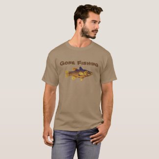 Gone Fishing Men's Basic Tan T-Shirt