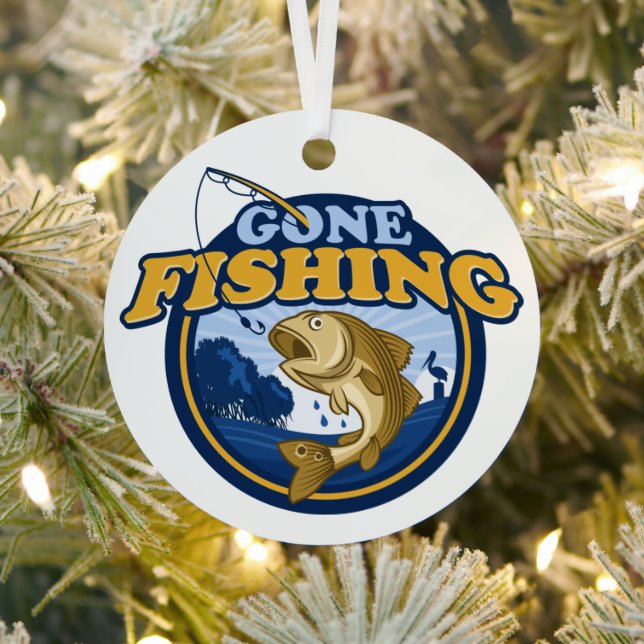 Gone Fishing Metal Ornament (Insitu)