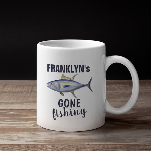 Gone Fishing Modern Fisherman Tuna Fish Ocean Coffee Mug