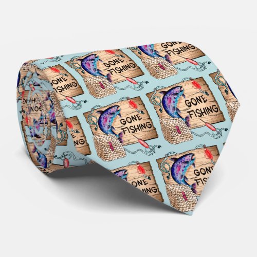 Gone Fishing Neck Tie