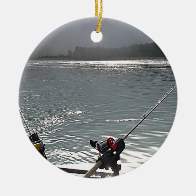 Gone Fishing No Work Today Ceramic Ornament (Front)