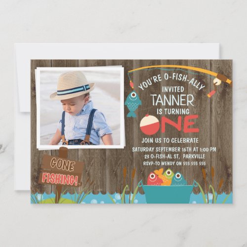 Gone Fishing Ofishally One 1st Birthday Invitation