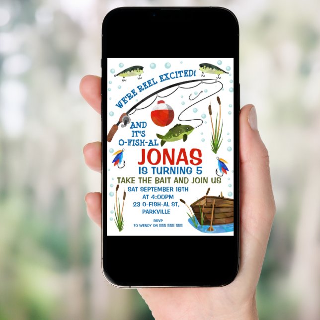 Gone fishing Or Fishing themed Birthday Invitation (Front Digital)