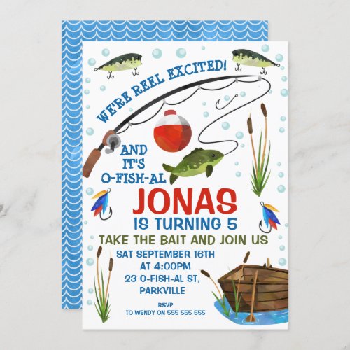 Gone fishing Or Fishing themed Birthday Invitation