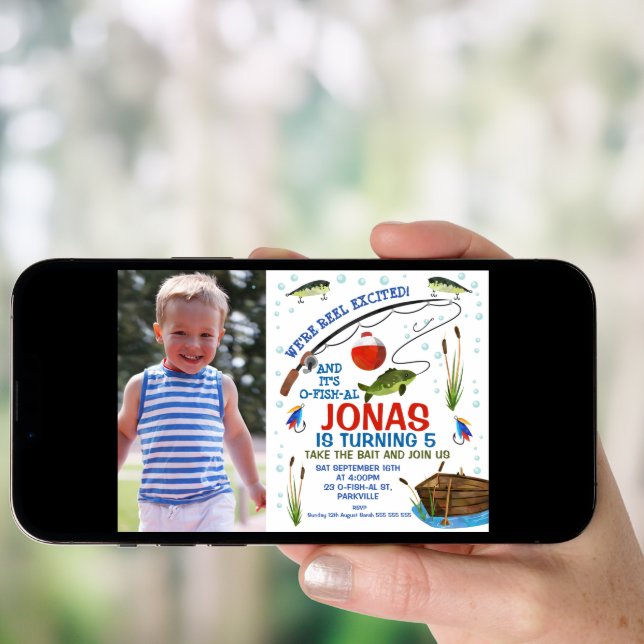 Gone Fishing or Fishing themed birthday invitation (Front Digital)