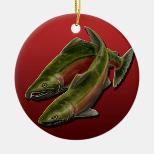 Gone Fishing Ornament Personalized Salmon Gift