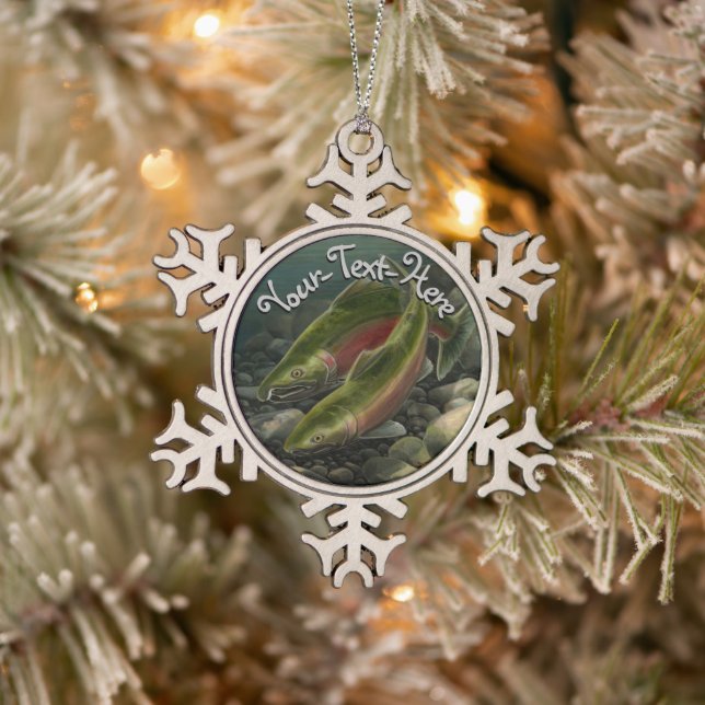 Gone Fishing Ornament Personalized Salmon Gift (Tree)