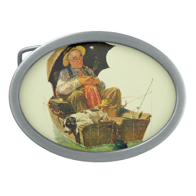 Gone Fishing Oval Belt Buckle (Front)