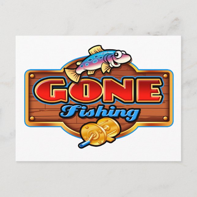 GONE FISHING POSTCARD (Front)