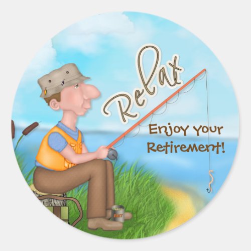 Gone Fishing Retirement Classic Round Sticker