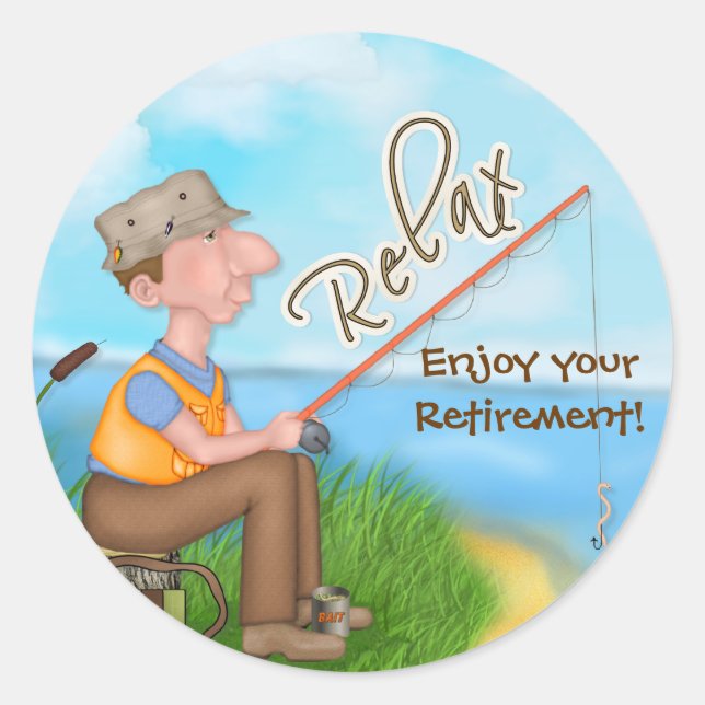 Gone Fishing Retirement Classic Round Sticker (Front)