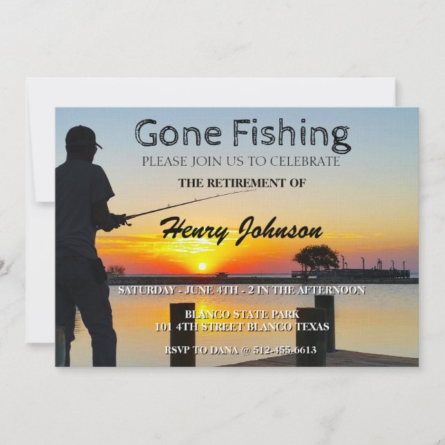 Gone Fishing Retirement Invitation (Front)