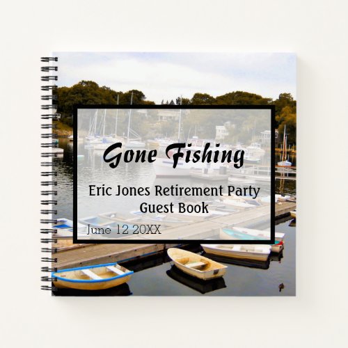 Gone Fishing Retirement Party Guest Notebook