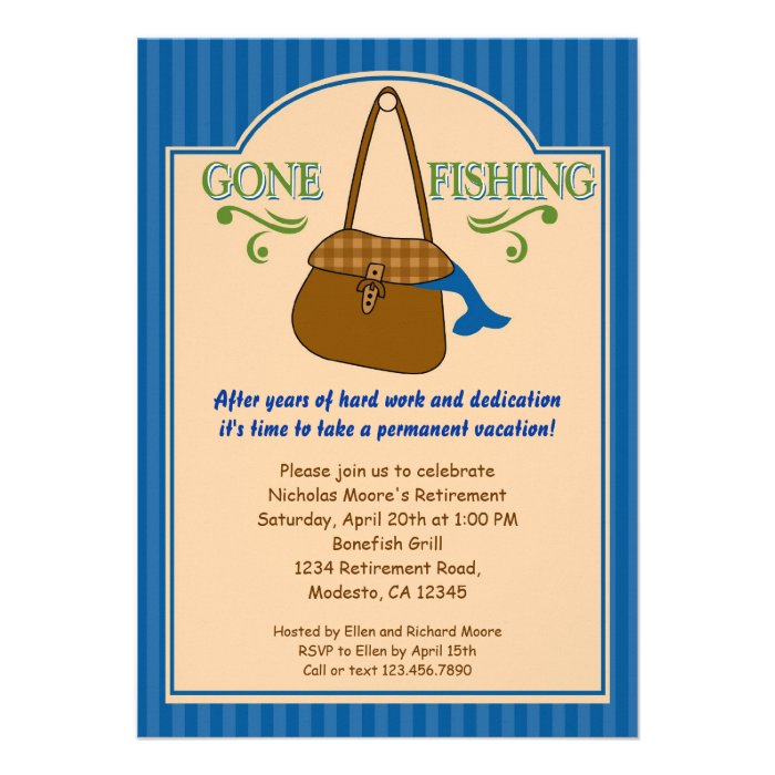 Gone Fishing Retirement Party Invitation