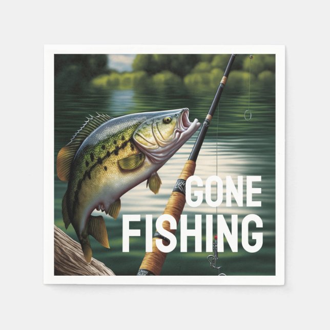 Gone Fishing Retirement Party Supplies Napkins (Front)