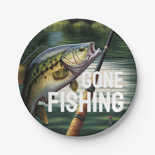 Gone Fishing Retirement Party Supplies Napkins Paper Plates (Front)