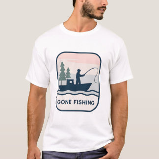 Gone Fishing – Retro Boat Silhouette Design T-Shirt