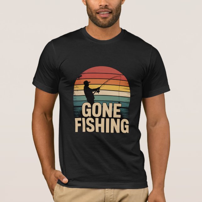 Gone Fishing Retro Sunset Men’s  T-Shirt (Front)