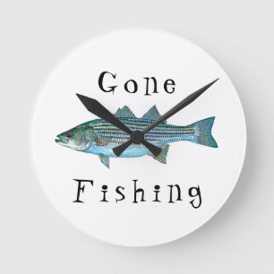 Gone Fishing Round Clock