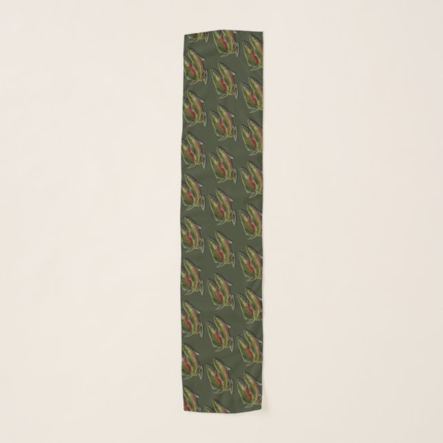 Gone Fishing Scarf Coho Salmon Fisherman Scarves (Front)