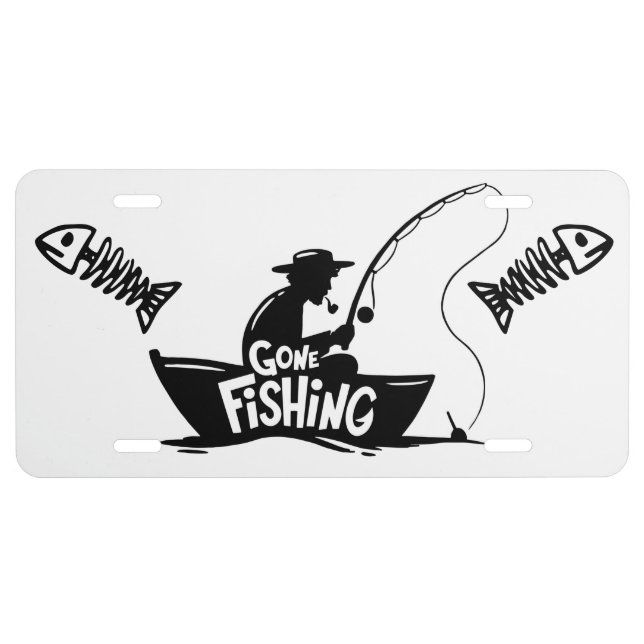 Gone Fishing Silhouette License Plate (Front)