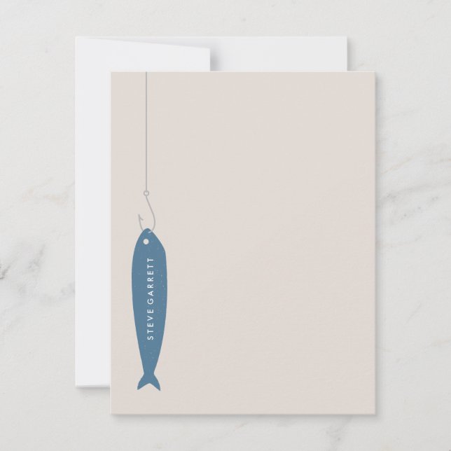 Gone Fishing Stationery - Cobalt Note Card (Front)