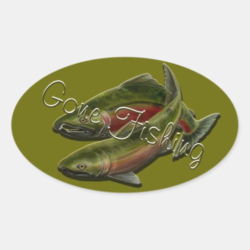 Gone Fishing Stickers Coho Salmon Art Stickers