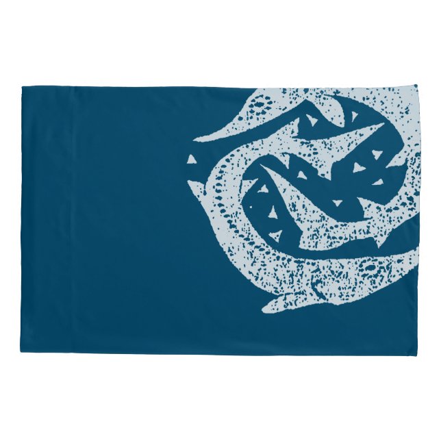 GONE FISHING STURGEON WOODCUT ART PILLOW CASE (Back)